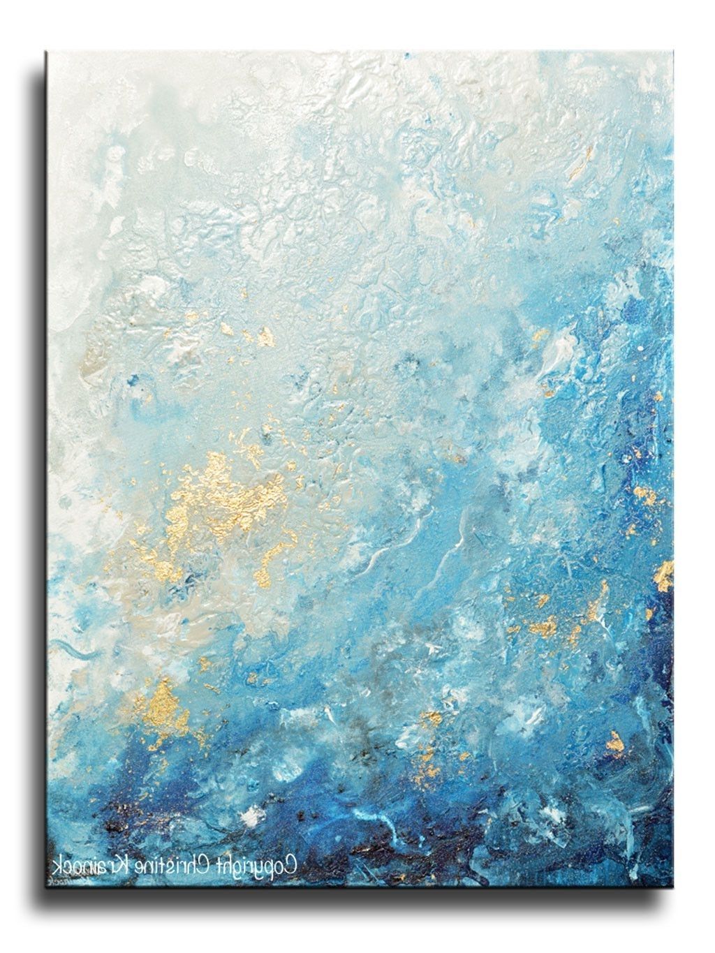 Giclee Print Art Abstract Painting Ocean Blue White Seascape Coastal With Well Known Oversized Teal Canvas Wall Art (View 14 of 20)