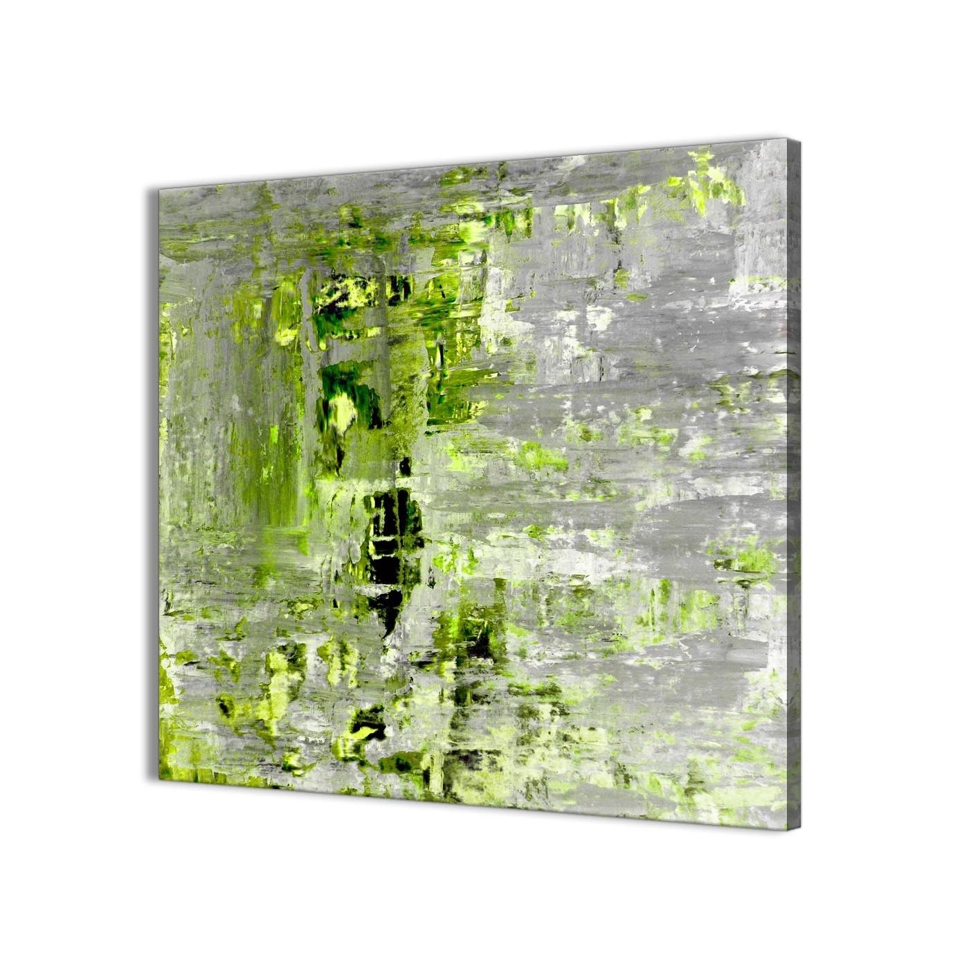 Green Wall Art Throughout Most Recently Released Lime Green Grey Abstract Painting Wall Art Print Canvas – Modern (View 1 of 20)