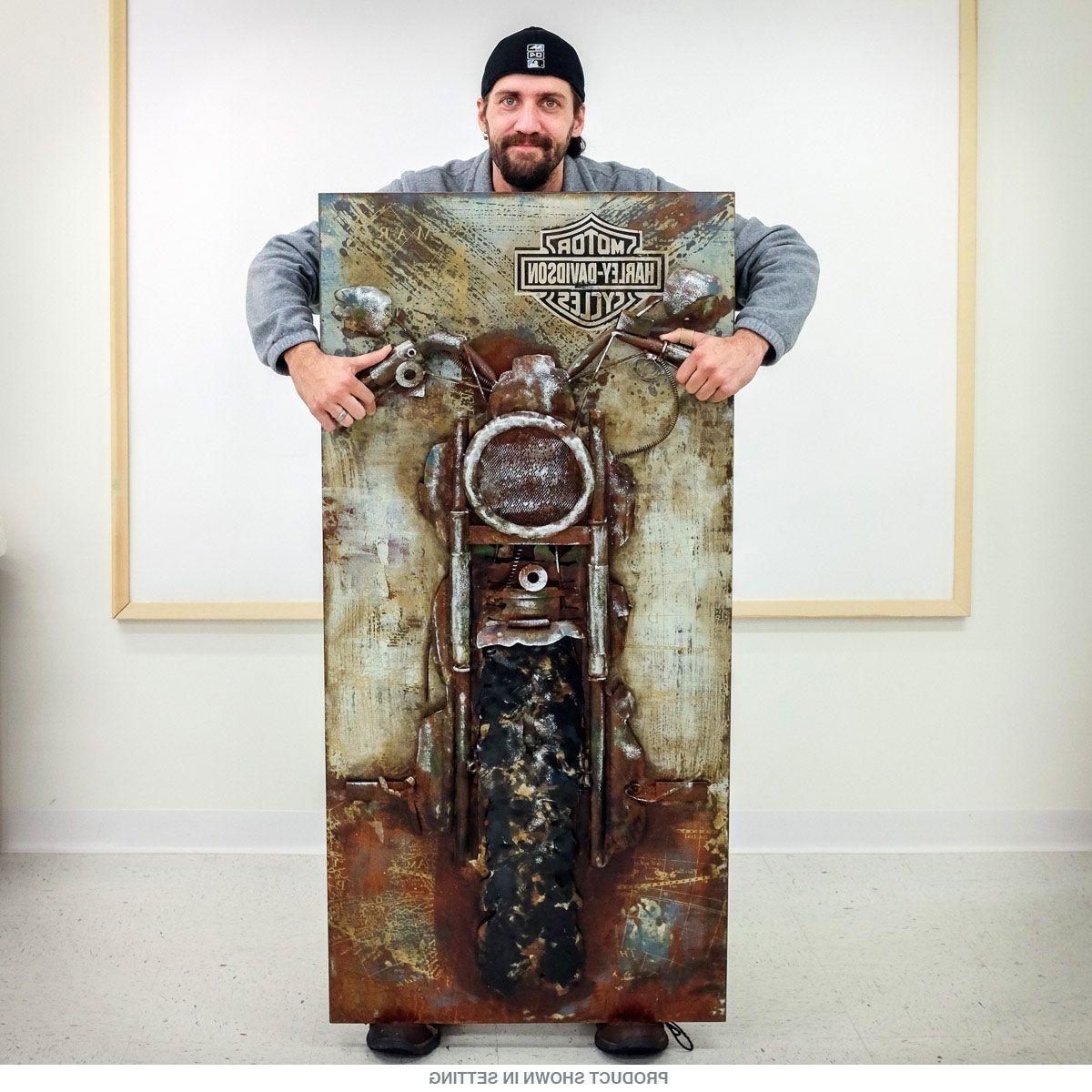 Harley Davidson Wall Art For Widely Used Harley Davidson Bike Repurposed Steel Wall Art (View 14 of 20)
