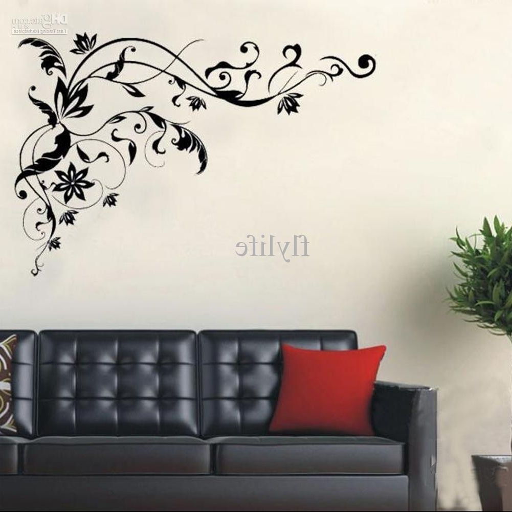 Large Black Vine Art Wall Decals, Diy Home Wall Decor Stickers For Inside Most Current Wall Art Stickers (View 2 of 15)