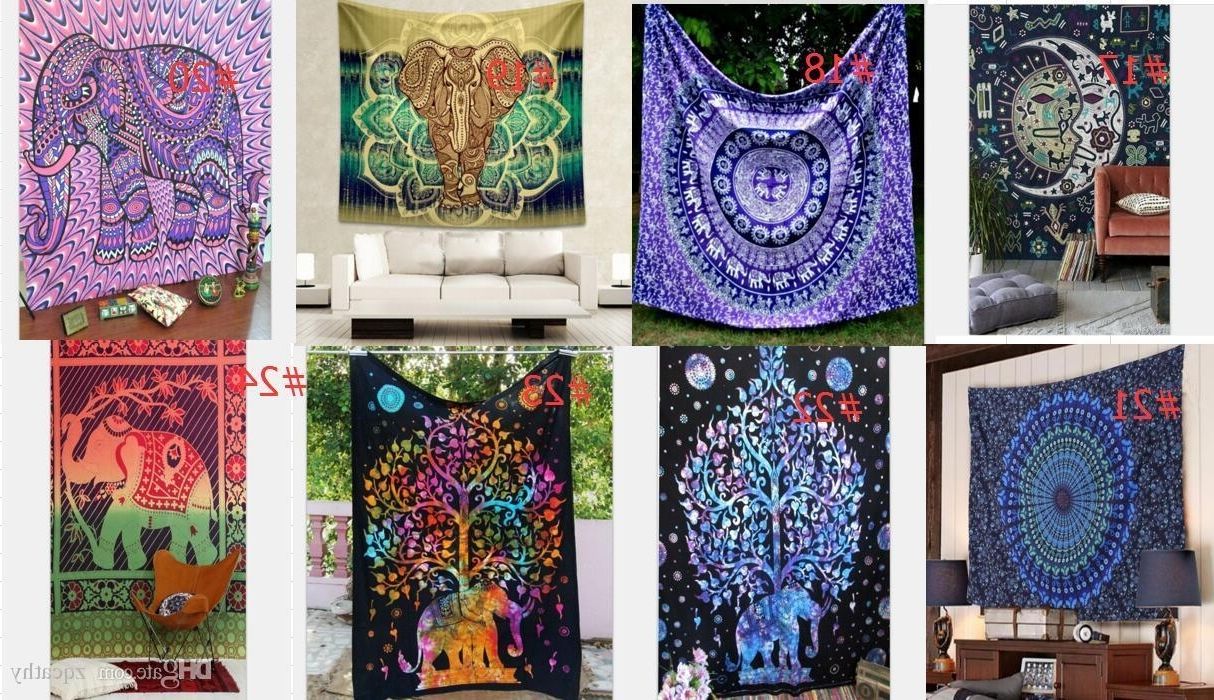 Latest Bohemian Wall Art With Regard To Hot Hippy Mandala Tapestry Bohemian Elephant Wall Hanging (View 17 of 20)