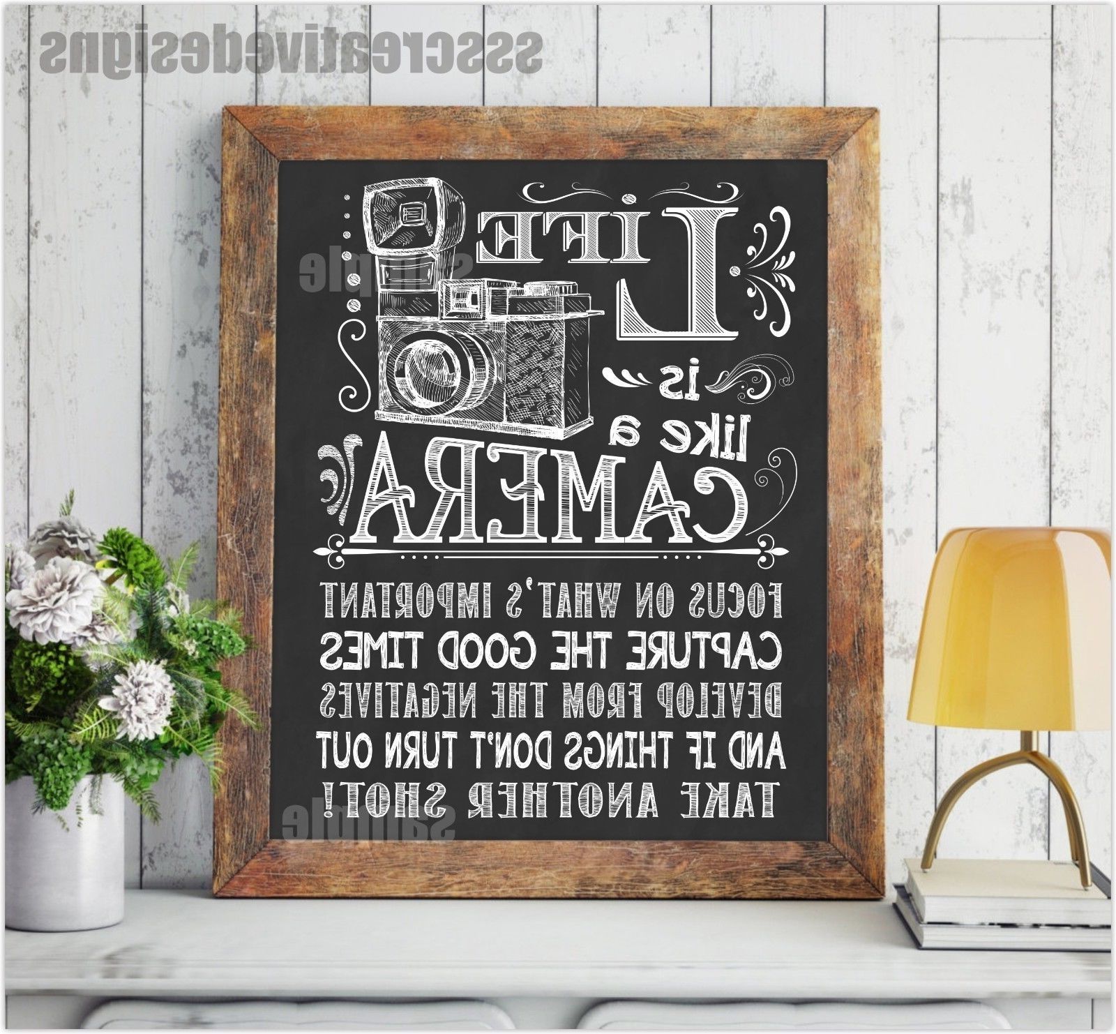Latest Life Is Like A Camera Print Poster Wall Art Print Chalk Board With Regard To Chalkboard Wall Art (View 13 of 20)