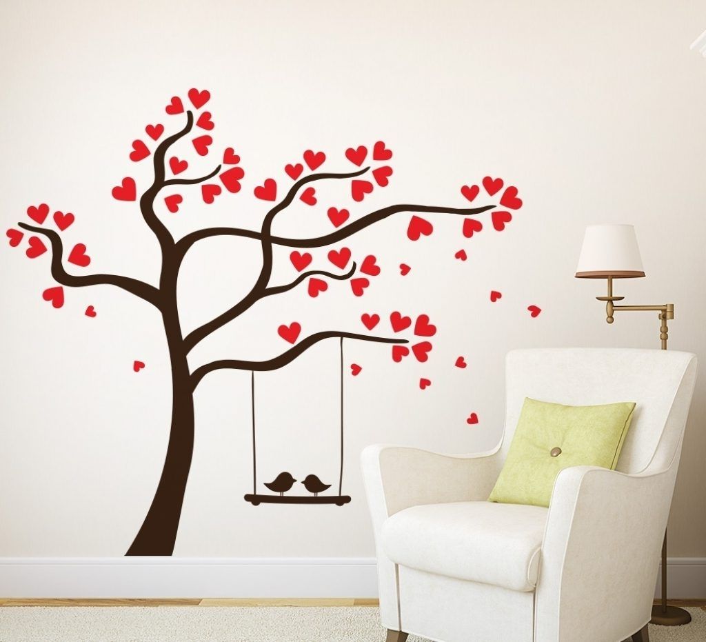 Latest Love Birds In A Tree Wall Sticker For The Home Wall Art Tree Inside With Wall Tree Art (View 9 of 20)