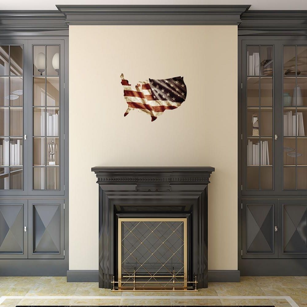 Latest Usa Shape With American Flag Metal Wall Art 101209011 – The Home Depot Regarding American Flag Wall Art (View 12 of 15)