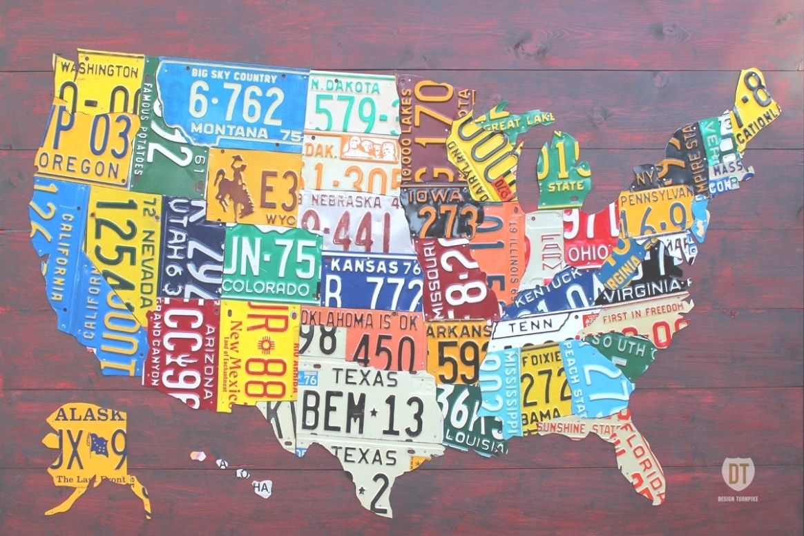 License Plate Map Wall Art Throughout Well Known 45 Ideas Of License Plate Map Wall Art Throughout Us Made Plates (View 4 of 20)