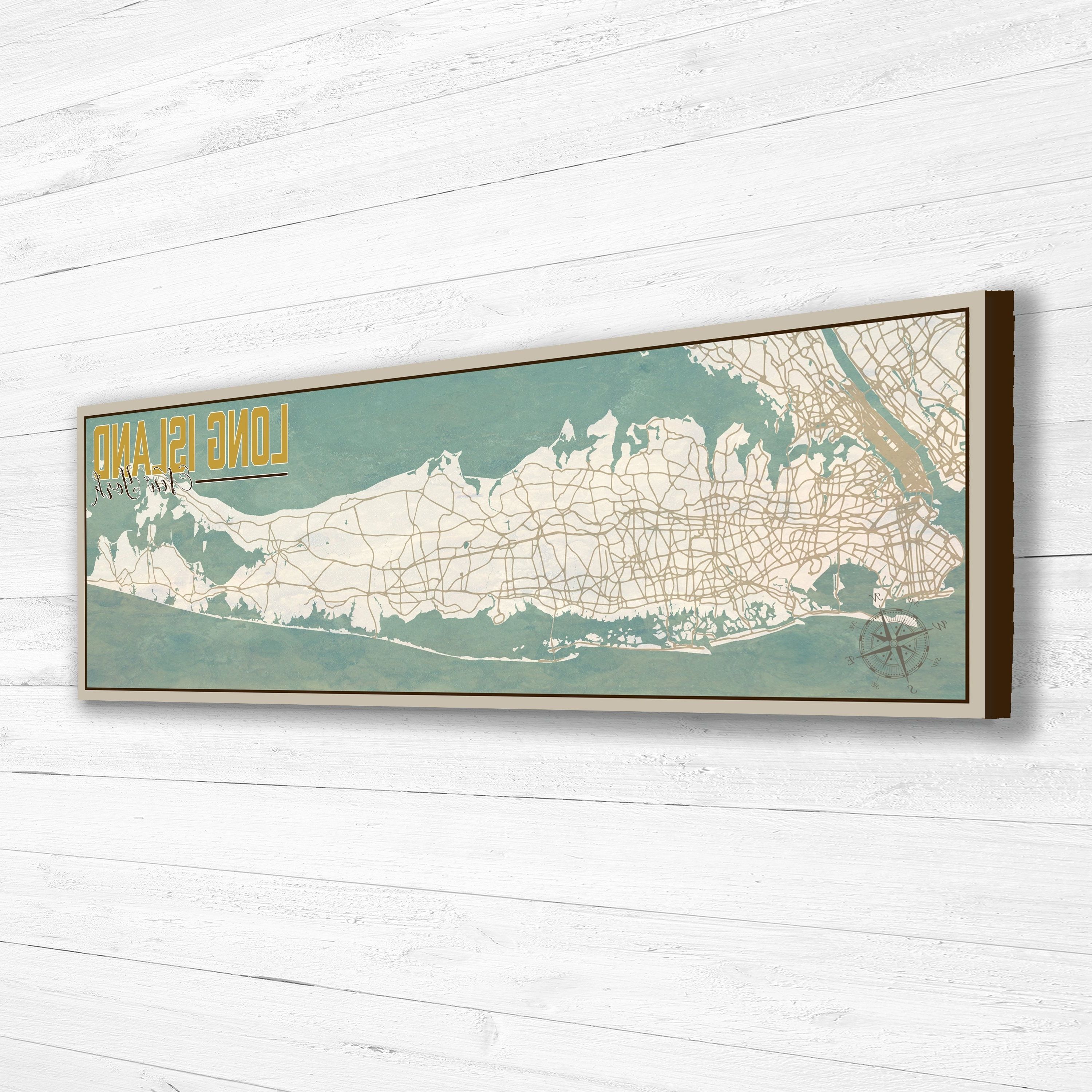 Long Island Ny Wall Art Map Framed North Fork Vintage Outdoor With Well Known Long Island Wall Art (View 4 of 20)