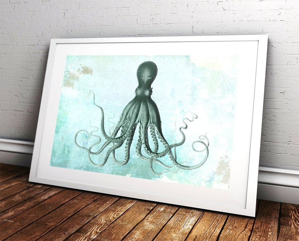 Lord Bodner's Octopus Art Print Sea Squid Vintage Nautical Decor Throughout 2018 Ocean Wall Art (View 16 of 20)