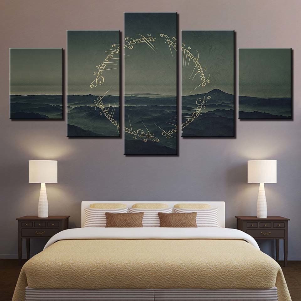Lord Of The Rings Wall Art Intended For Most Recently Released Wall Art Pictures Canvas Framework Home Decoration Room 5 Panel (View 11 of 20)