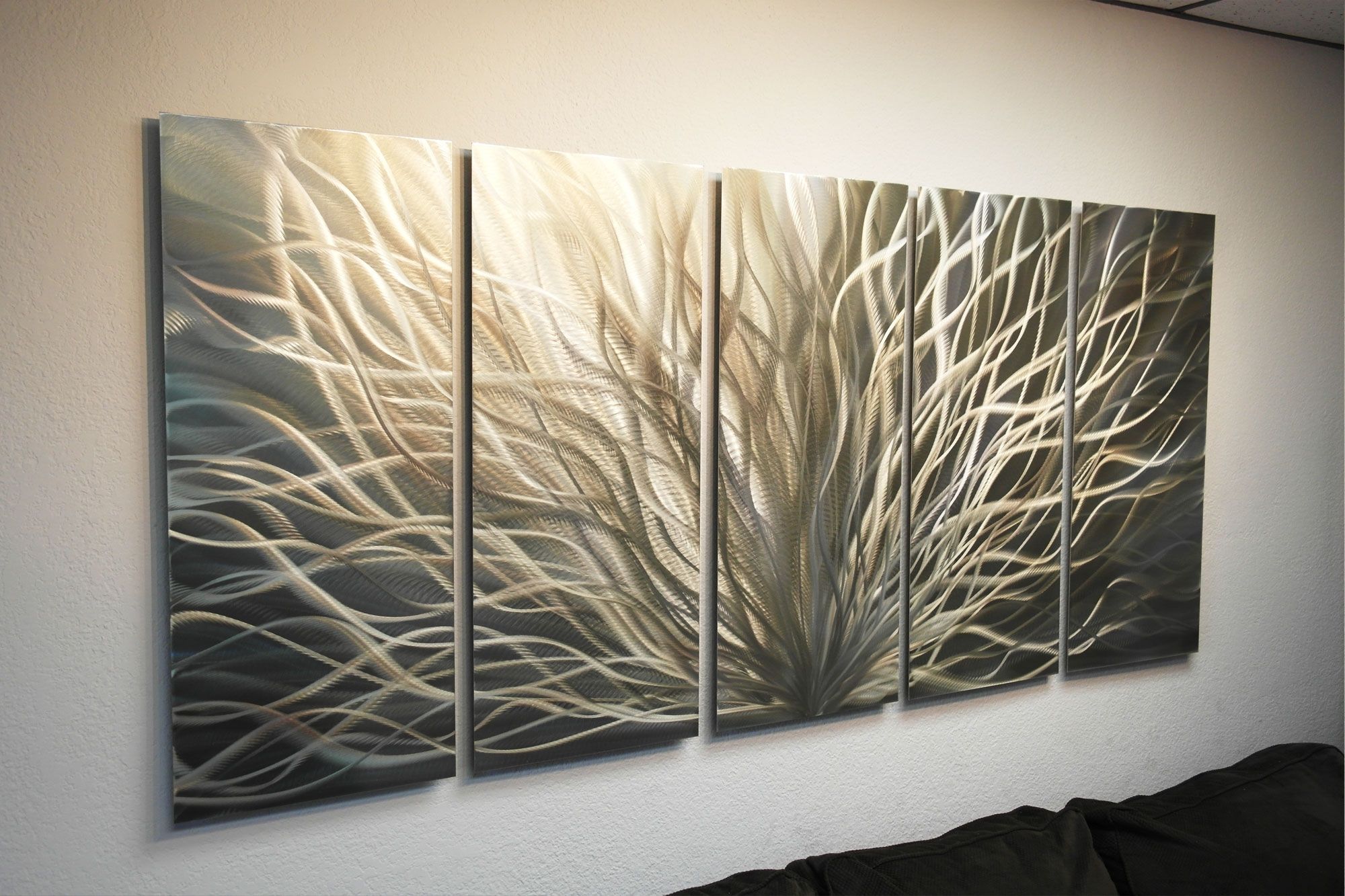 Modern Metal Wall Art Intended For Current Radiance Gold Silver 36x79 – Metal Wall Art Abstract Sculpture (View 3 of 20)