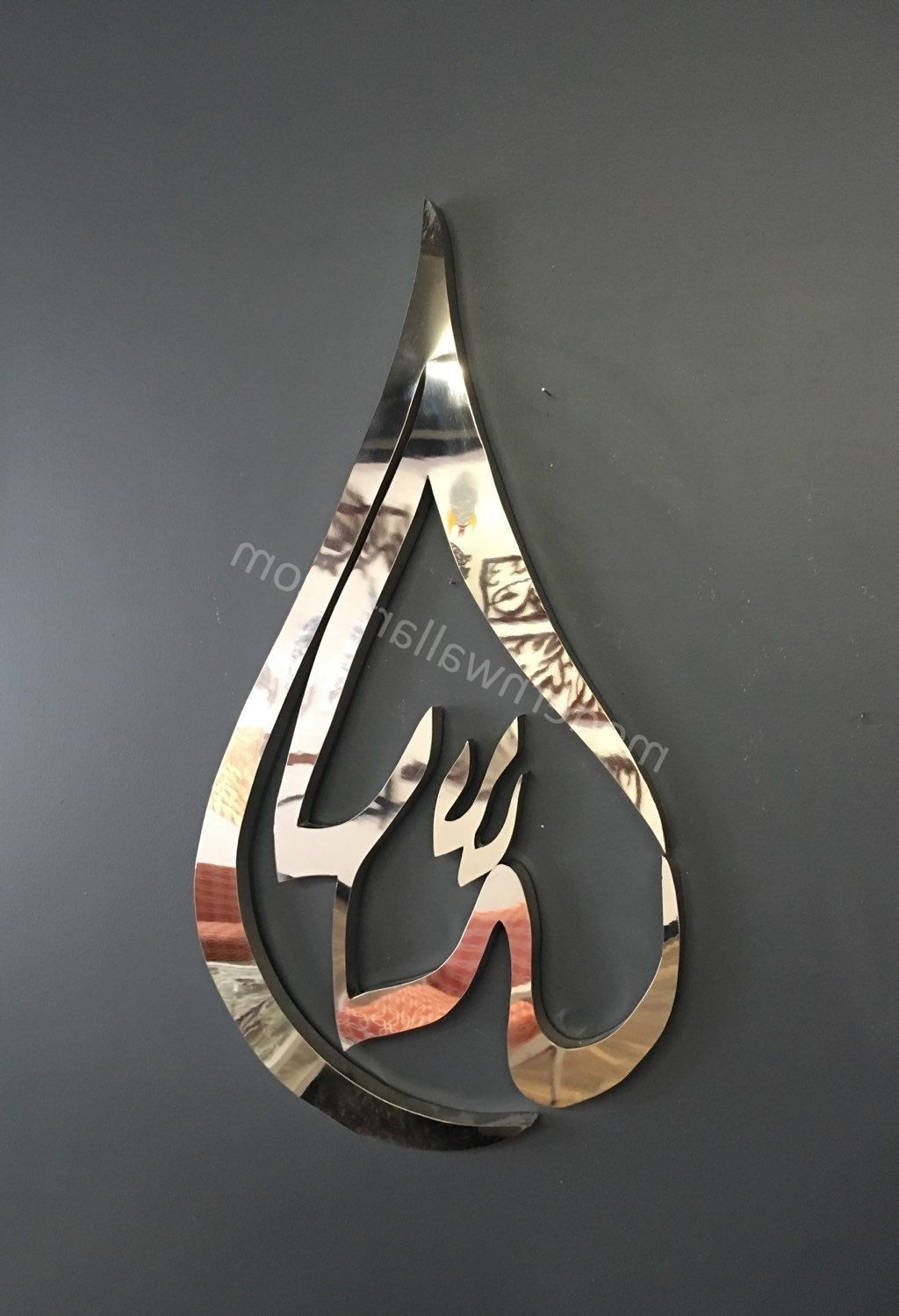 Most Current Stainless Steel Modern Allah Tear Drop With Led Option – Modern Wall With Islamic Wall Art (View 13 of 20)