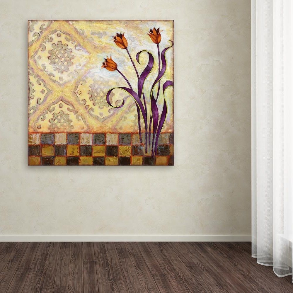 Most Current Trademark Fine Art 14 In. X 14 In. "flowers And Tiles"rachel With Tile Canvas Wall Art (Photo 2 of 20)