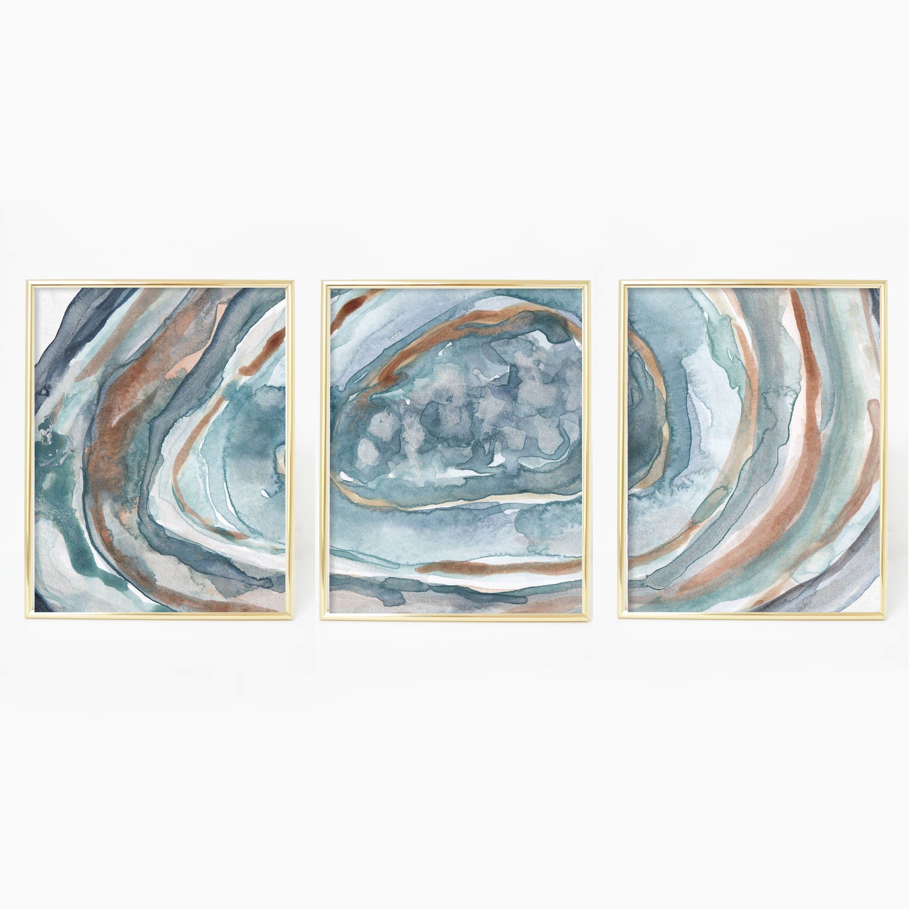 Most Current Turquoise Wall Art Intended For Turquoise Agate Print, Crystal Wall Art, Geode Painting, Watercolor (View 11 of 20)