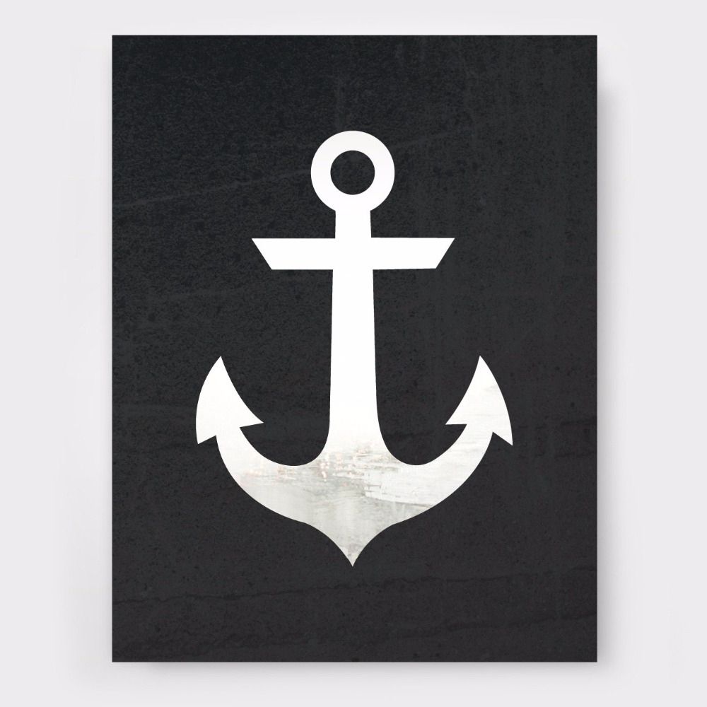 Most Popular Anchor Wall Art In New Anchor Canvas Oil Painting Black And White Scandinavian Wall Art (View 14 of 20)