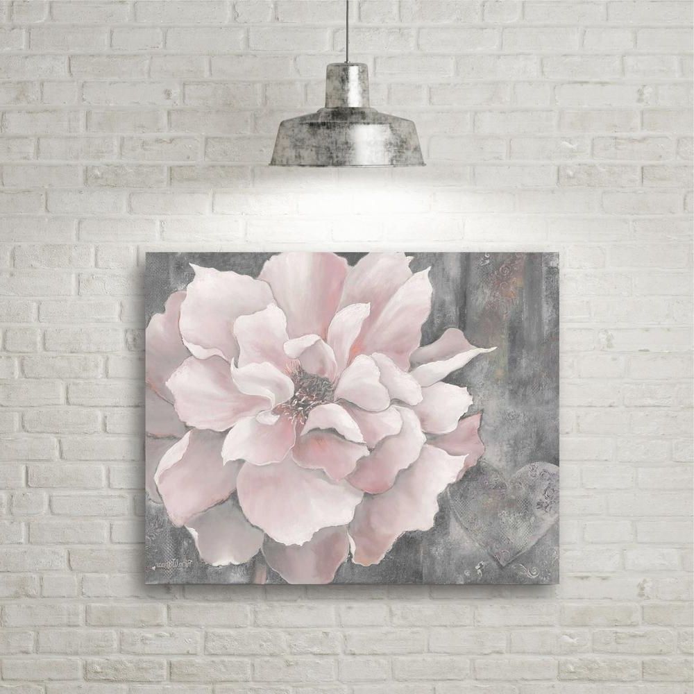 Most Popular Gray Canvas Wall Art Intended For 16 In. X 20 In. "pink And Gray Magnolia" Canvas Wall Art Web Sc329 (Photo 3 of 20)