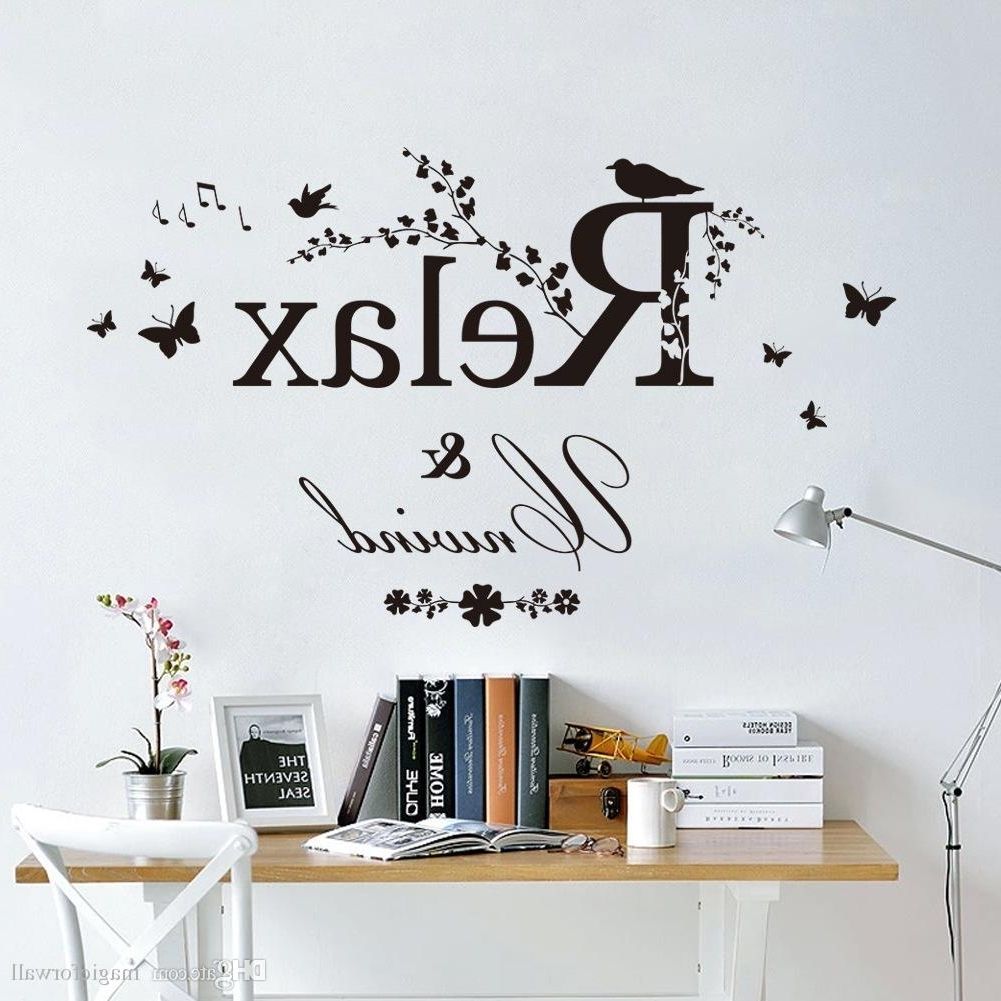 Most Recent Black Butterfly Tree Branches With Leaves Birds Wall Stickers Relax Intended For Relax Wall Art (View 10 of 20)