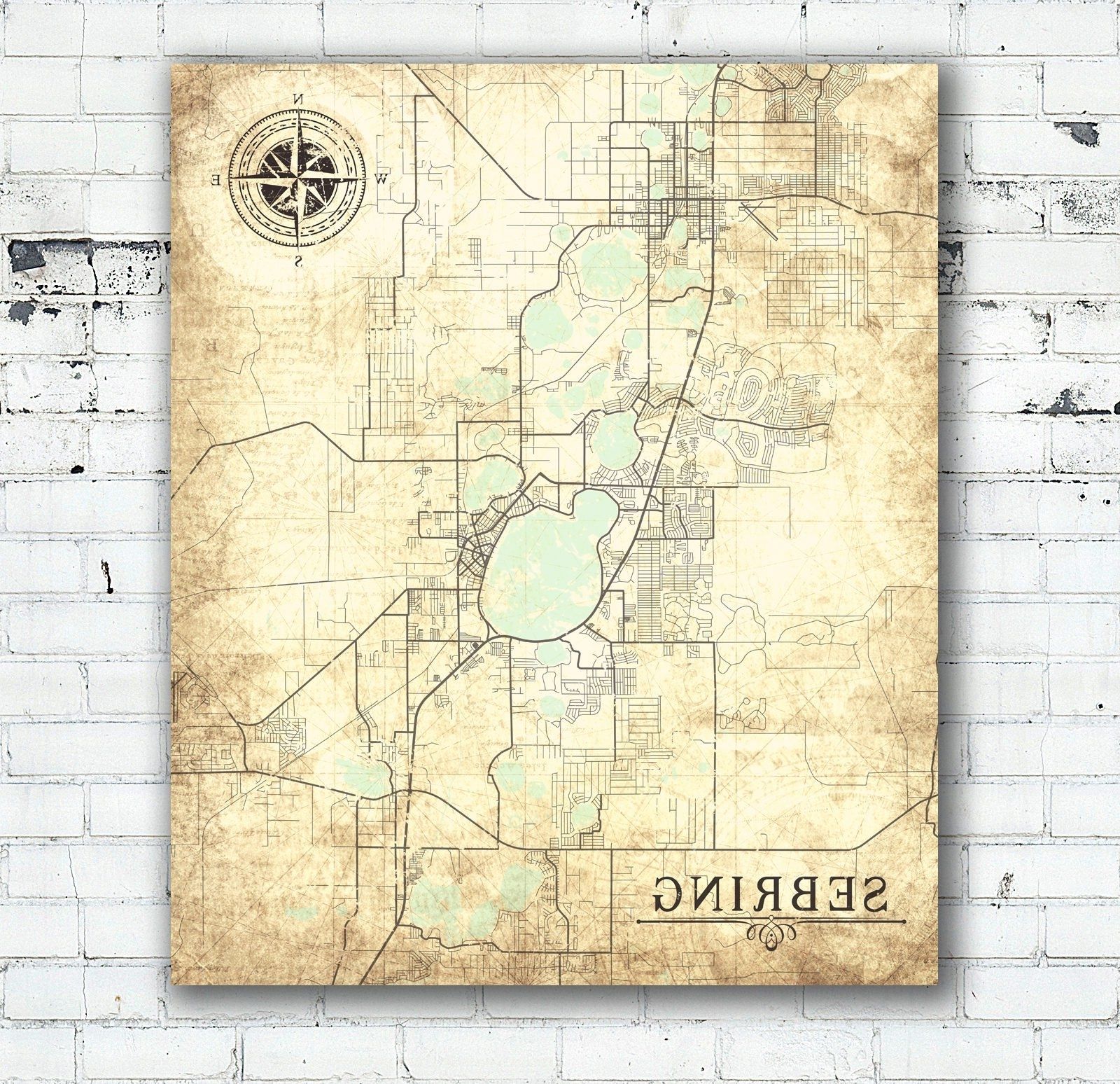Most Recent Florida Wall Art Intended For Sebring Fl Canvas Print Florida Fl Vintage Map City Map Florida (View 20 of 20)