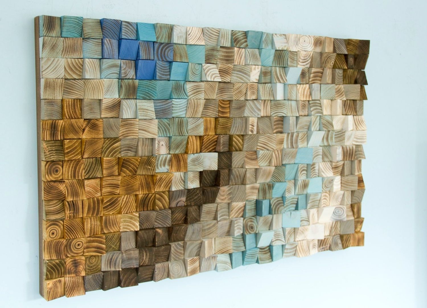 Most Recent Wood Wall Art Mosaic, Office Wall Decor, Geometric Art, 24, Fabric Inside Mosaic Wall Art (View 5 of 15)