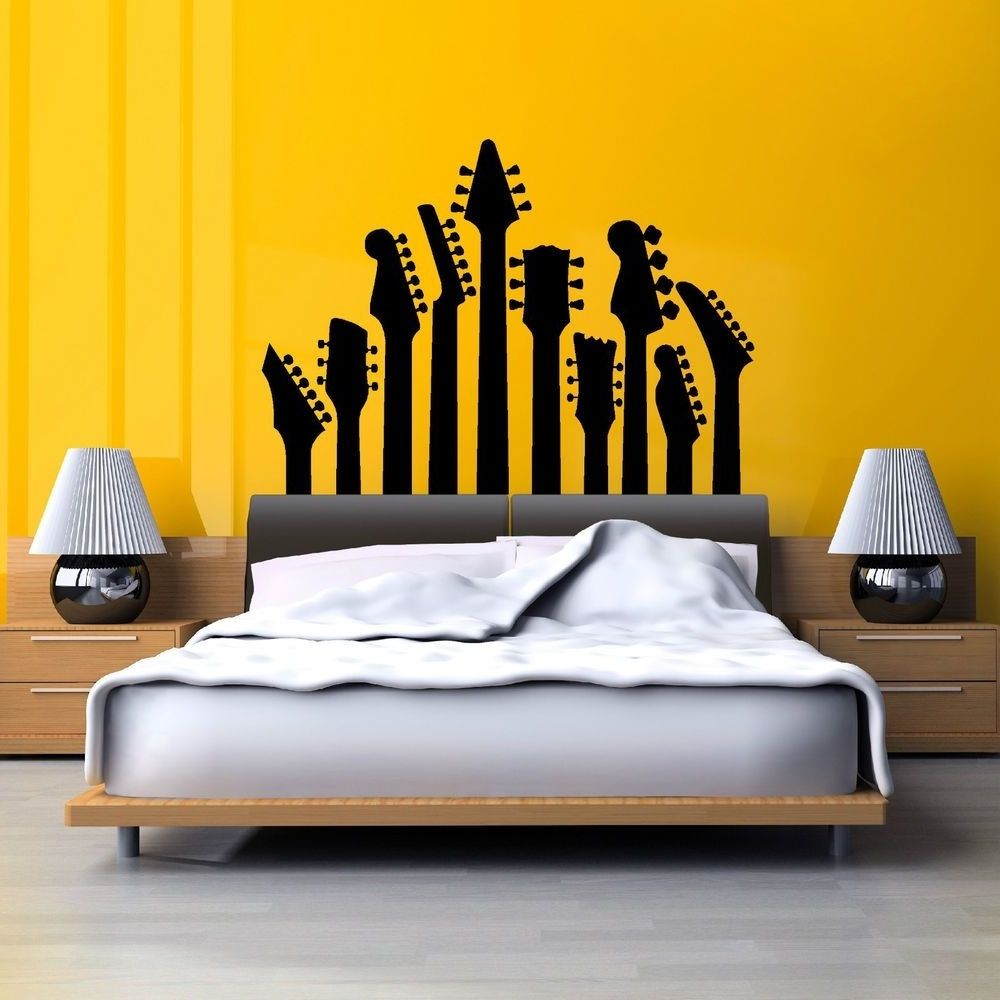 Most Recently Released Music Wall Art For Row Of Guitar Necks Wall Art Sticker Music Decal Rock Silhouette (Photo 9 of 15)