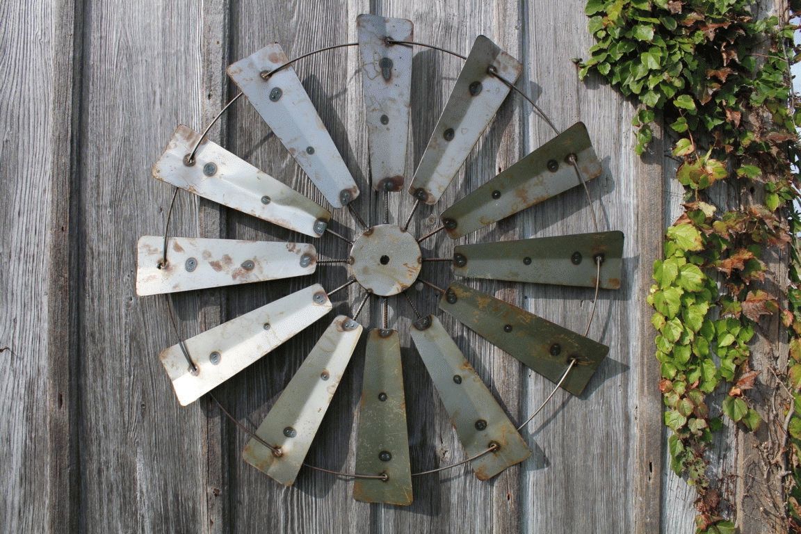 Most Recently Released Windmill Wall Art Pertaining To Large Country Farm Metal Windmill Hanging Barn Wall Art – 39" (View 1 of 20)