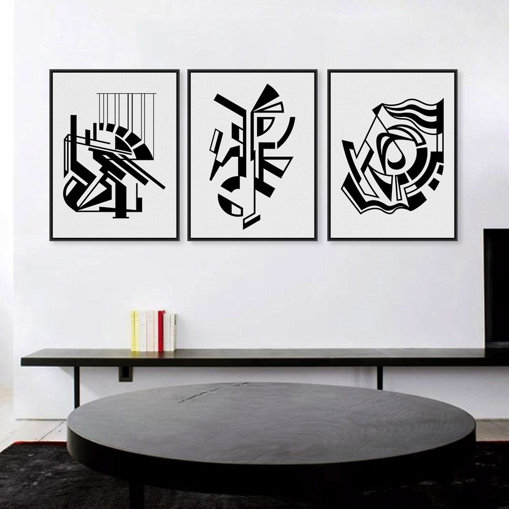 Most Up To Date Black Wall Art With Modern Minimalist Nordic Black White Symbol Hd Large Art Prints (View 17 of 20)