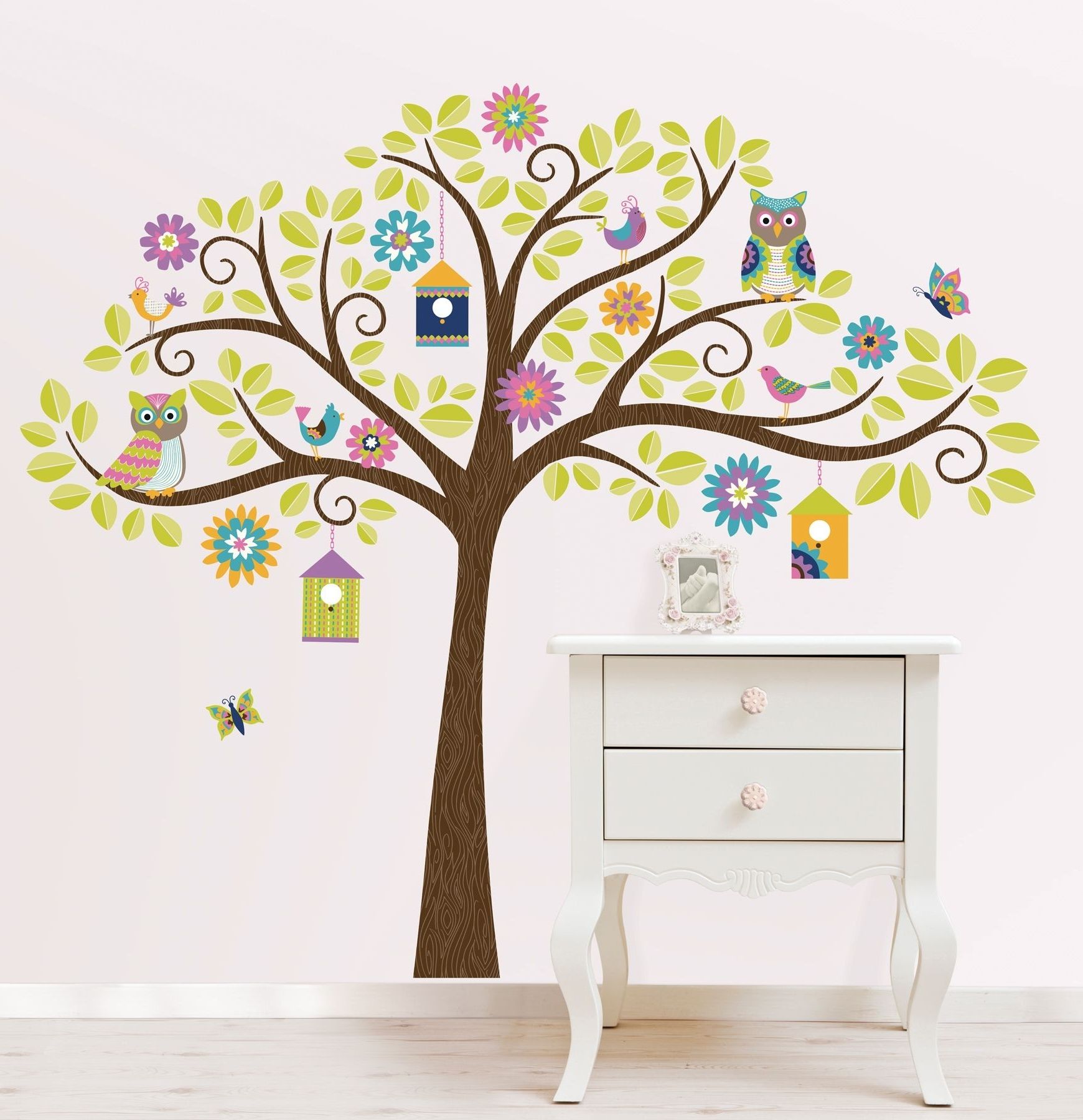 Most Up To Date Hoot And Hang Out Tree Wall Art Sticker Kit Throughout Wall Tree Art (View 14 of 20)