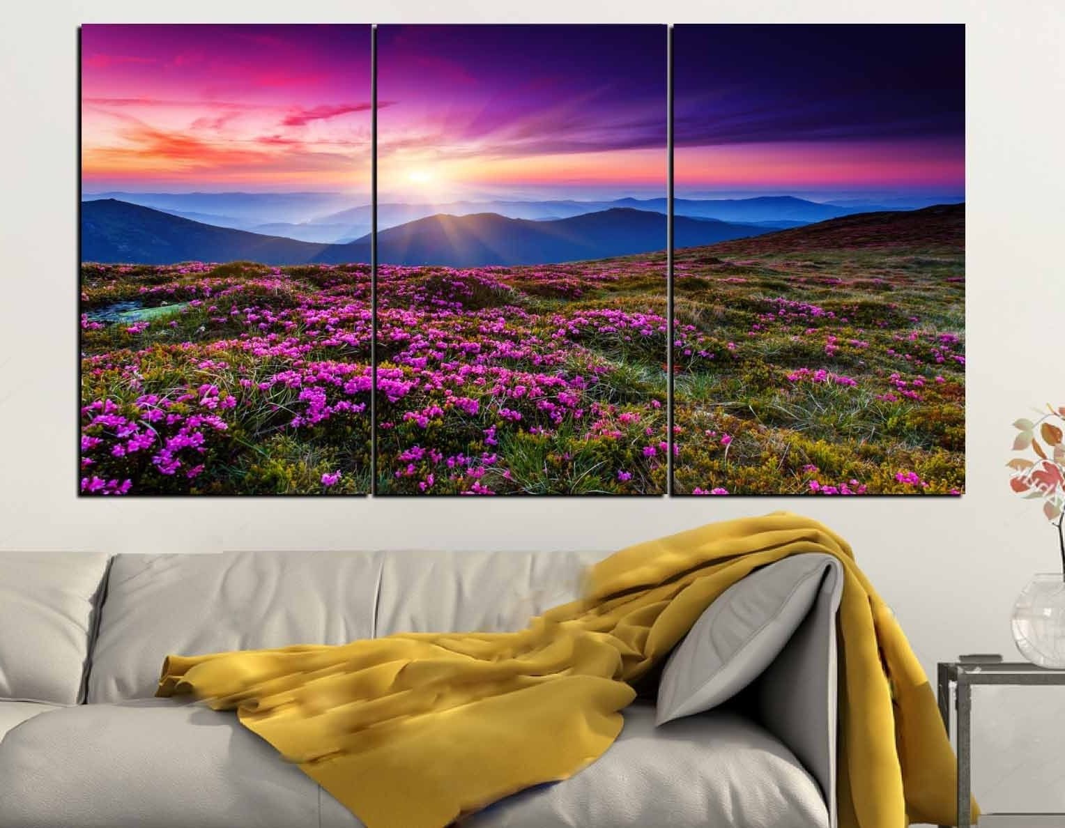 Most Up To Date Wild Flowers Wall Art 3 Panel Canvas Print,nature Wall Art,wild Intended For Nature Wall Art (View 10 of 20)