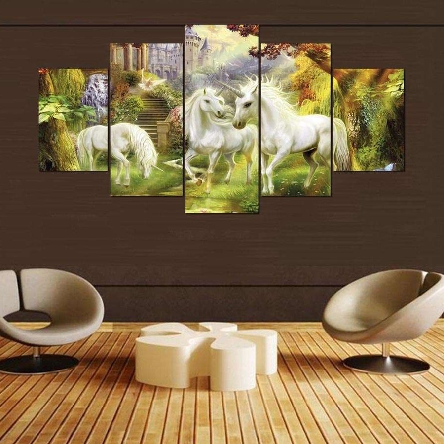 Multi Panel Wall Art Pertaining To Preferred Unicorn Family Multi Panel Wall Art Canvas – Mighty Paintings (View 13 of 15)