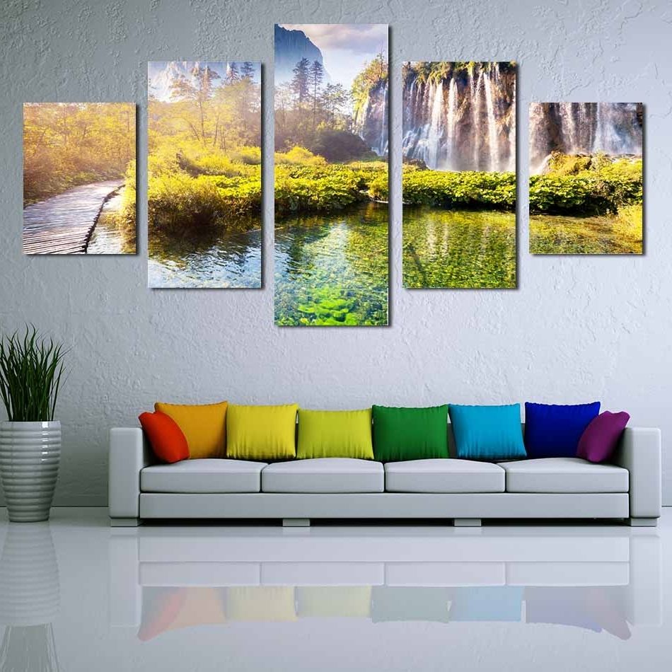 Nature Wall Art Pertaining To Recent 5 Panels Pictures Wall Decoration Printed Hd Images Unframed Canvas (View 8 of 20)