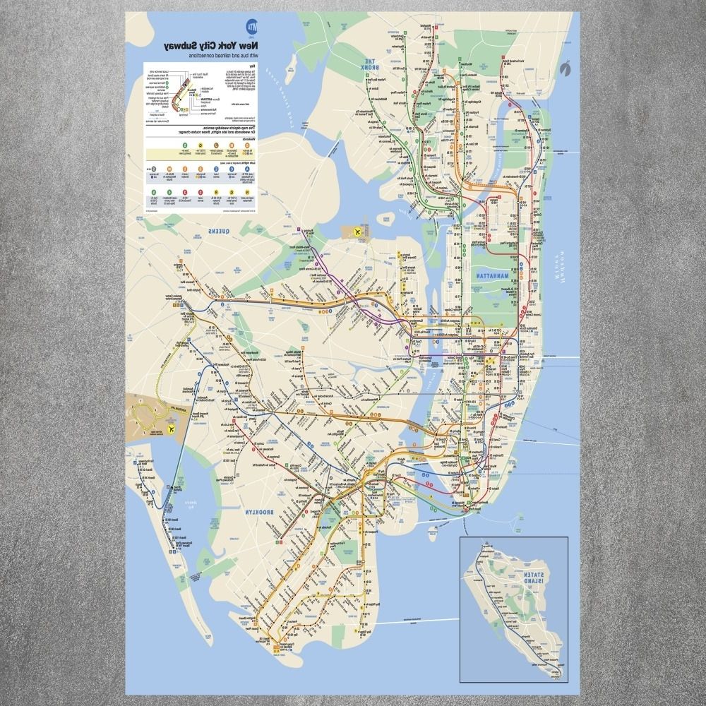 New York City Subway Map Canvas Art Print Painting Poster Wall Pertaining To Latest New York Subway Map Wall Art (View 4 of 20)