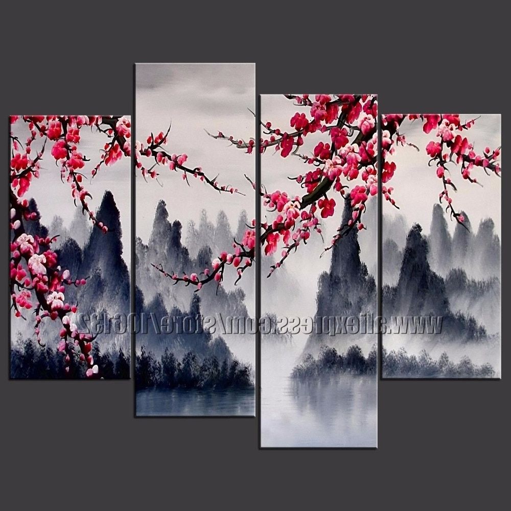 Newest Chinese Wall Art For Large Painting Chinese Wall Art Framed 4 Panel Interior Decoration (View 1 of 20)
