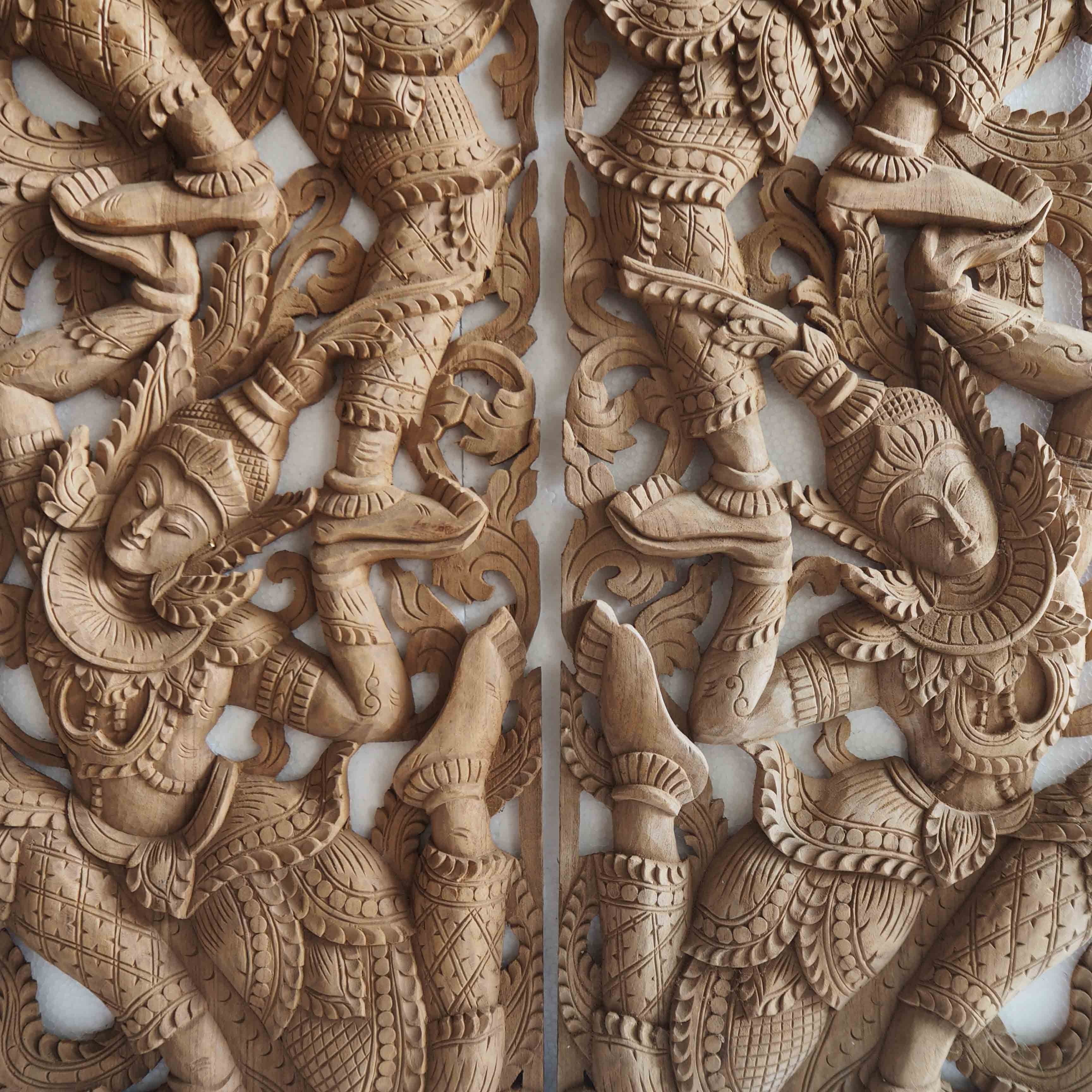Newest Wood Carved Wall Art Within Buy Pair Of Wooden Wall Art Panel From Thailand Online (View 12 of 20)