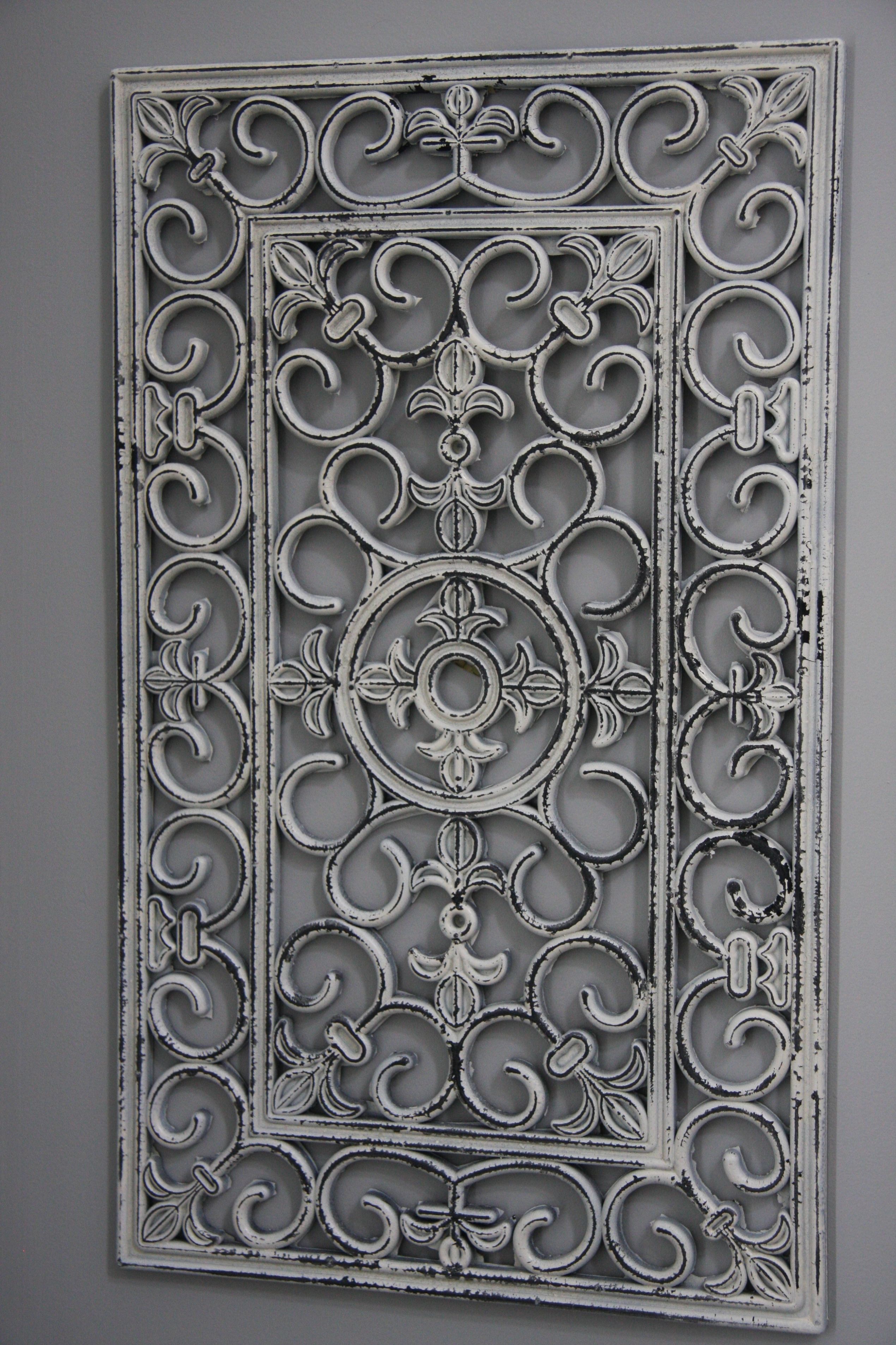 Newest Wrought Iron Wall Art For Inspiration: Wall Decor. White Wrought Iron Wall Decor: Square (Photo 1 of 15)