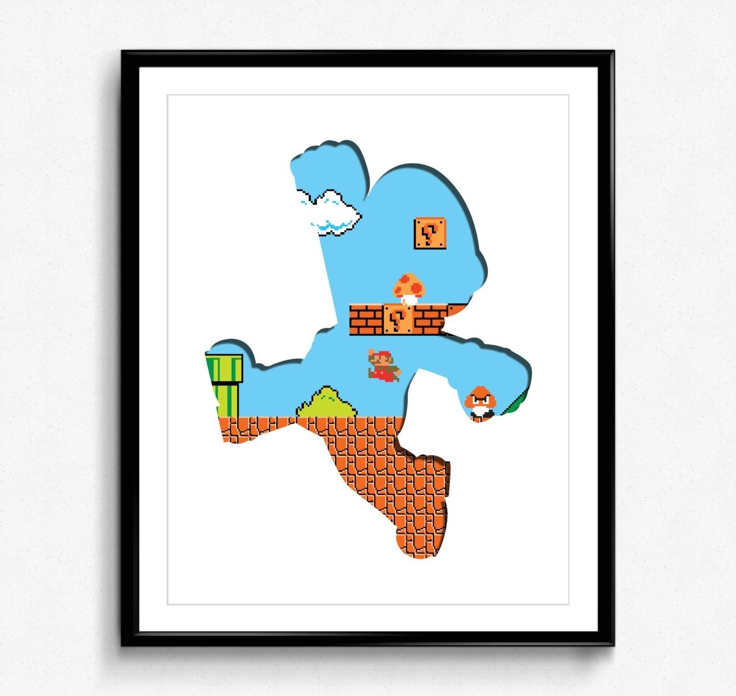 Nintendo Wall Art In Well Known Super Mario Bros – 8 Bit Mario – Video Game Print, Wall Art (View 2 of 20)