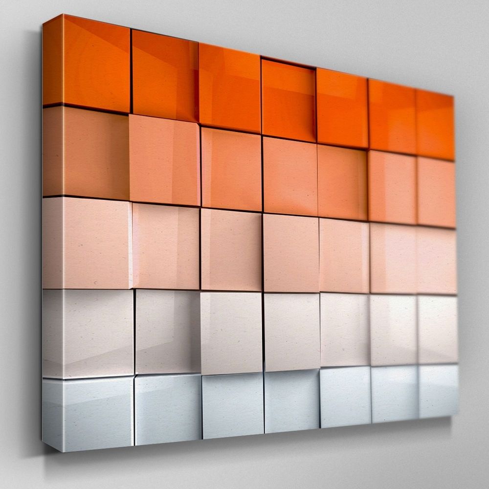 Orange Wall Art Intended For Recent Ab325 Orange Abstract Depth Canvas Wall Art Ready To Hang Picture (View 5 of 20)