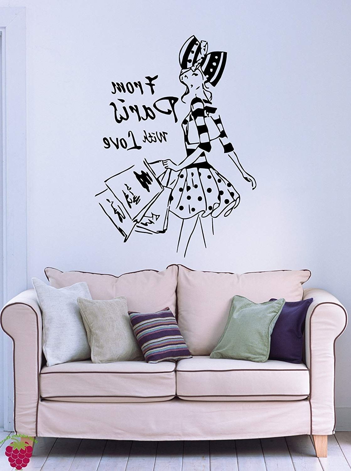 Paris Wall Art Inside Widely Used Amazon: From Paris With Love French Fashion Woman Decor Wall Art (View 11 of 15)