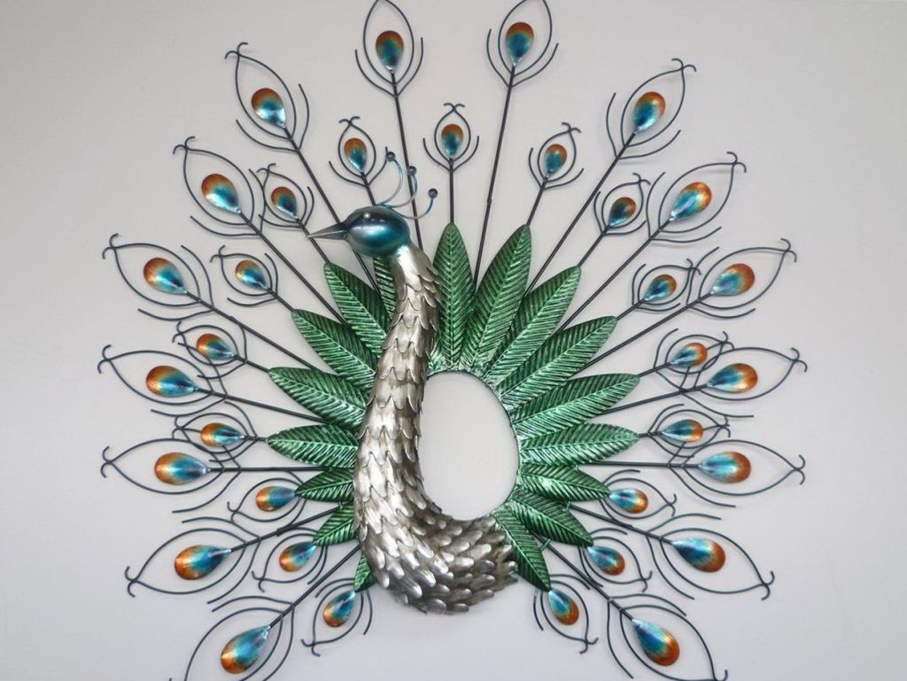 Peacock Wall Art Throughout Most Current Wings Peacock Metal Wall Art : Andrews Living Arts – How To Mount (View 7 of 15)