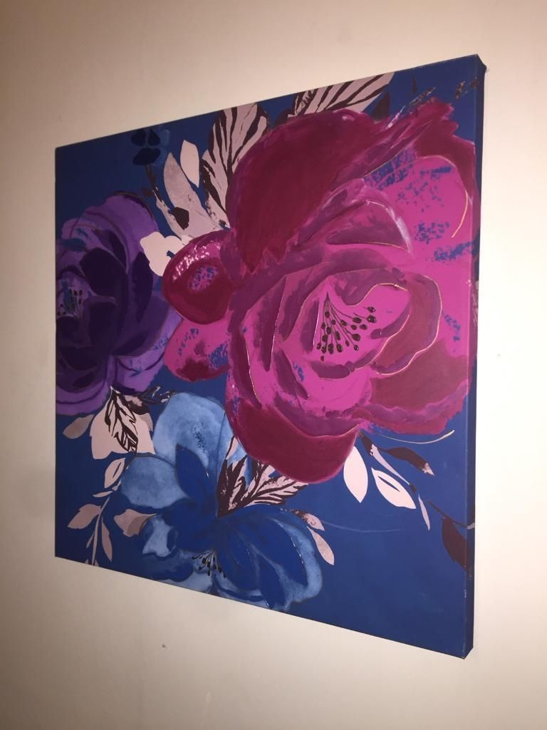 Popular Large Canvas Painting – Flowers Roses  Blue Wall Art  Deep Canvas In Large Canvas Painting Wall Art (View 15 of 20)