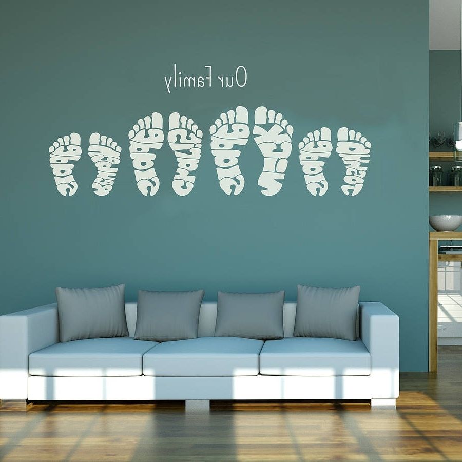 Popular Personalised Footprint Wall Art Stickersname Art Throughout Wall Art Stickers (Photo 1 of 15)
