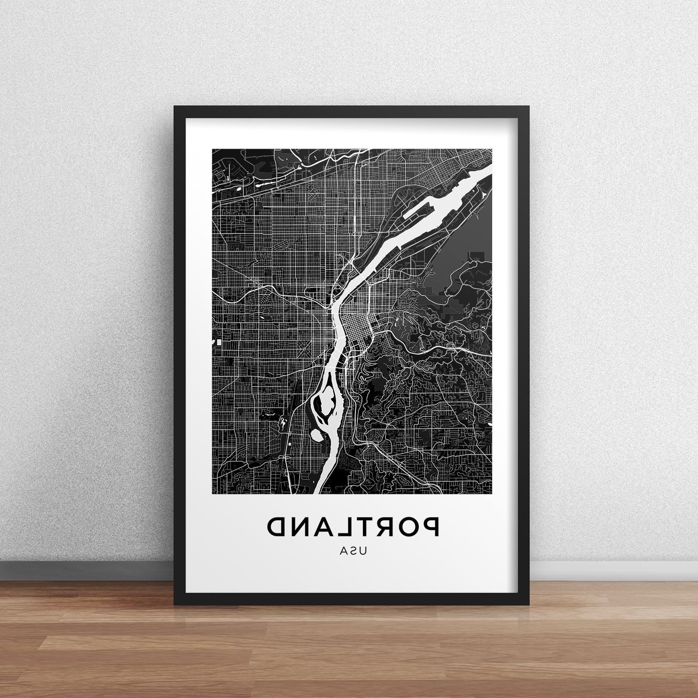 Portland Map Wall Art With Best And Newest Portland Map Print Portland Map Download City Map Portland Scheme Of (View 6 of 20)