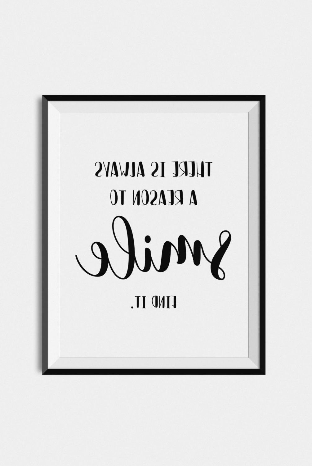 Quote Wall Art Inside 2018 Quote Print Smile, Digital Download Art, Printable Wall Art, Black (View 5 of 20)