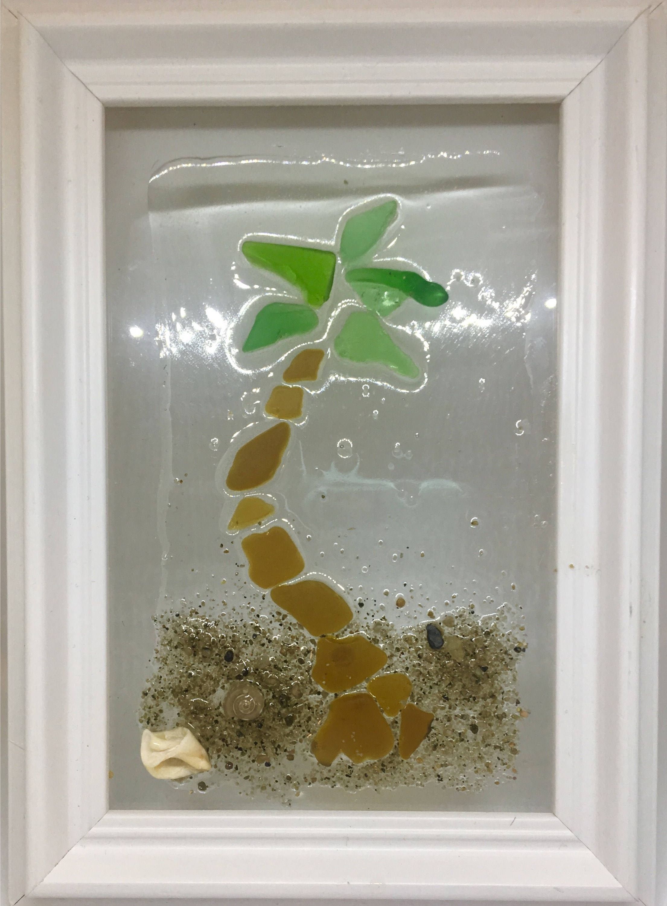 Sea Glass Wall Art: Palm Tree Design Made From Genuine Sea Glass 4x6 Pertaining To Most Current Sea Glass Wall Art (View 2 of 15)