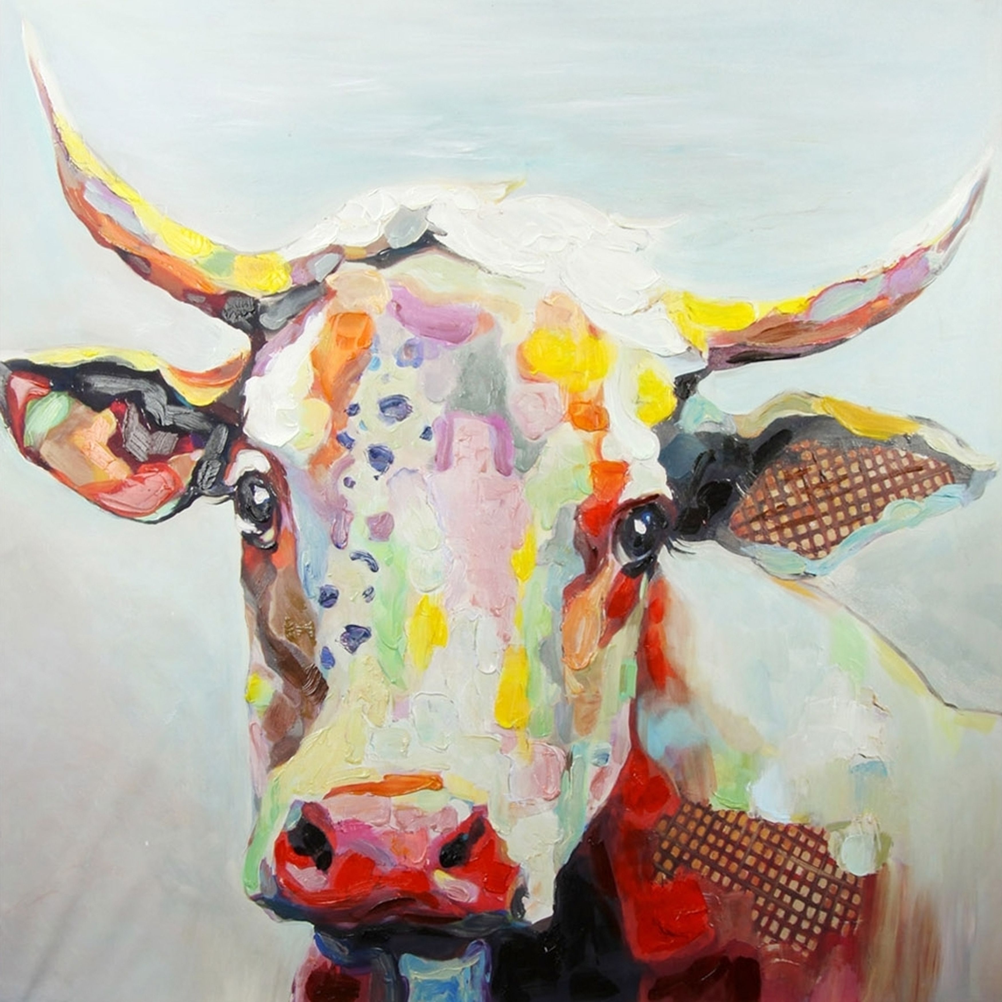 Shop Colorful Cow Printed Canvas Wall Art – Free Shipping Today Within Most Recently Released Cow Canvas Wall Art (View 18 of 20)