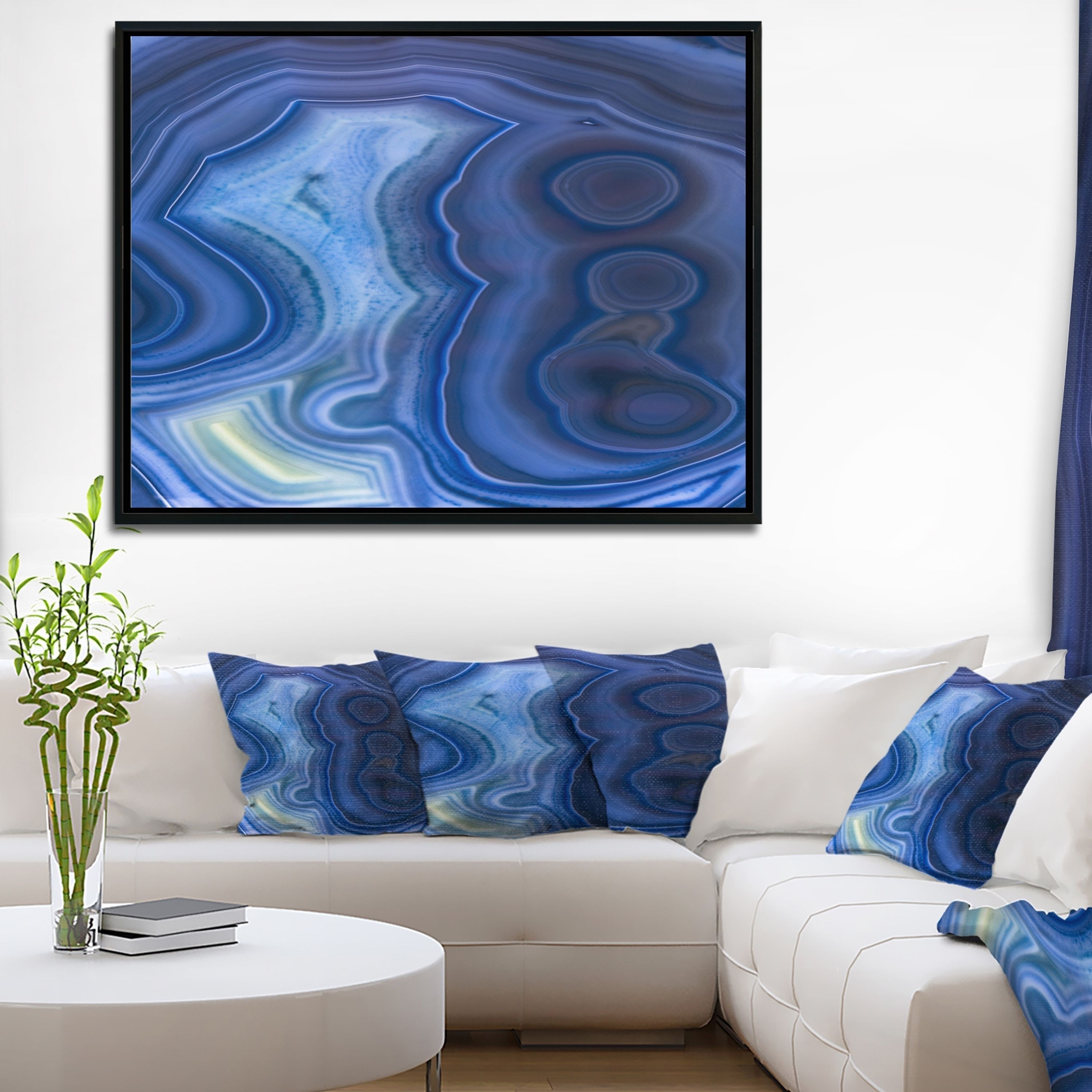 Shop Designart 'blue Agate Stone Design' Abstract Framed Canvas Wall In Well Known Agate Wall Art (View 6 of 20)