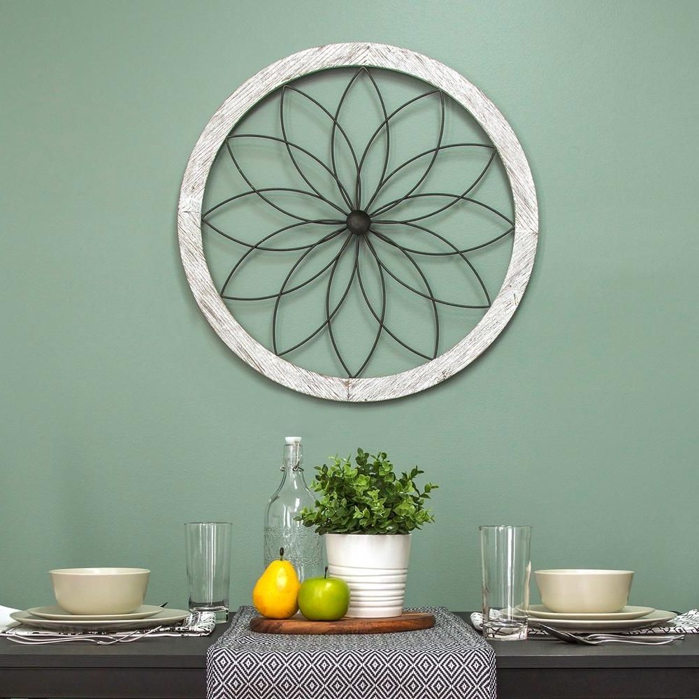 Stratton Home Decor Flower Metal And Wood Art Deco Wall Decor S09601 Throughout Well Known Home Decor Wall Art (Photo 12 of 20)