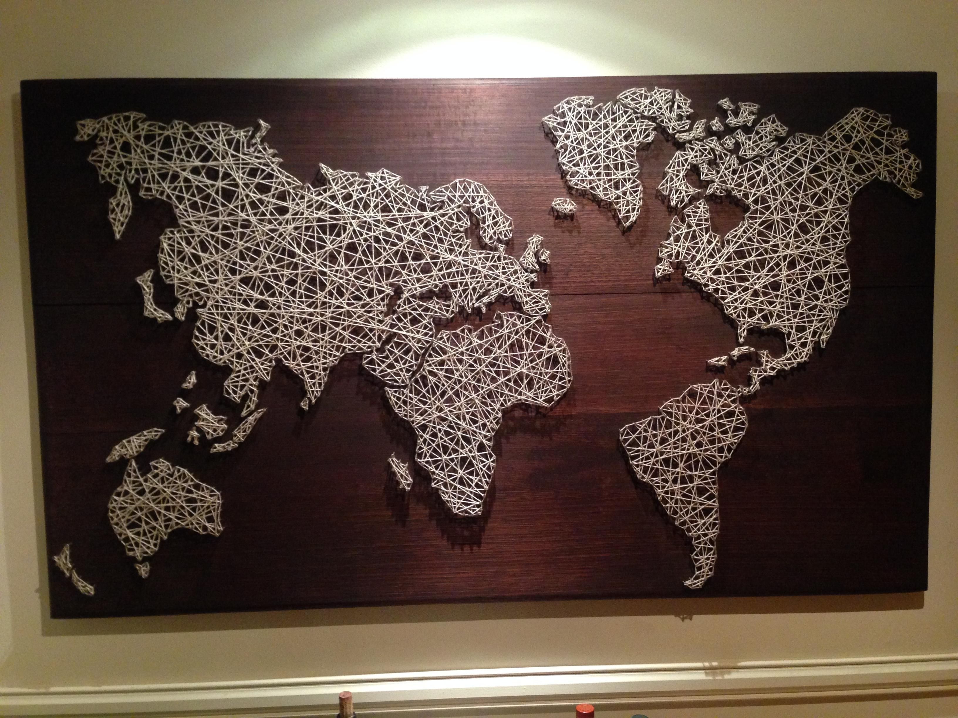 String Map Wall Art Intended For Famous World String Art (View 2 of 20)