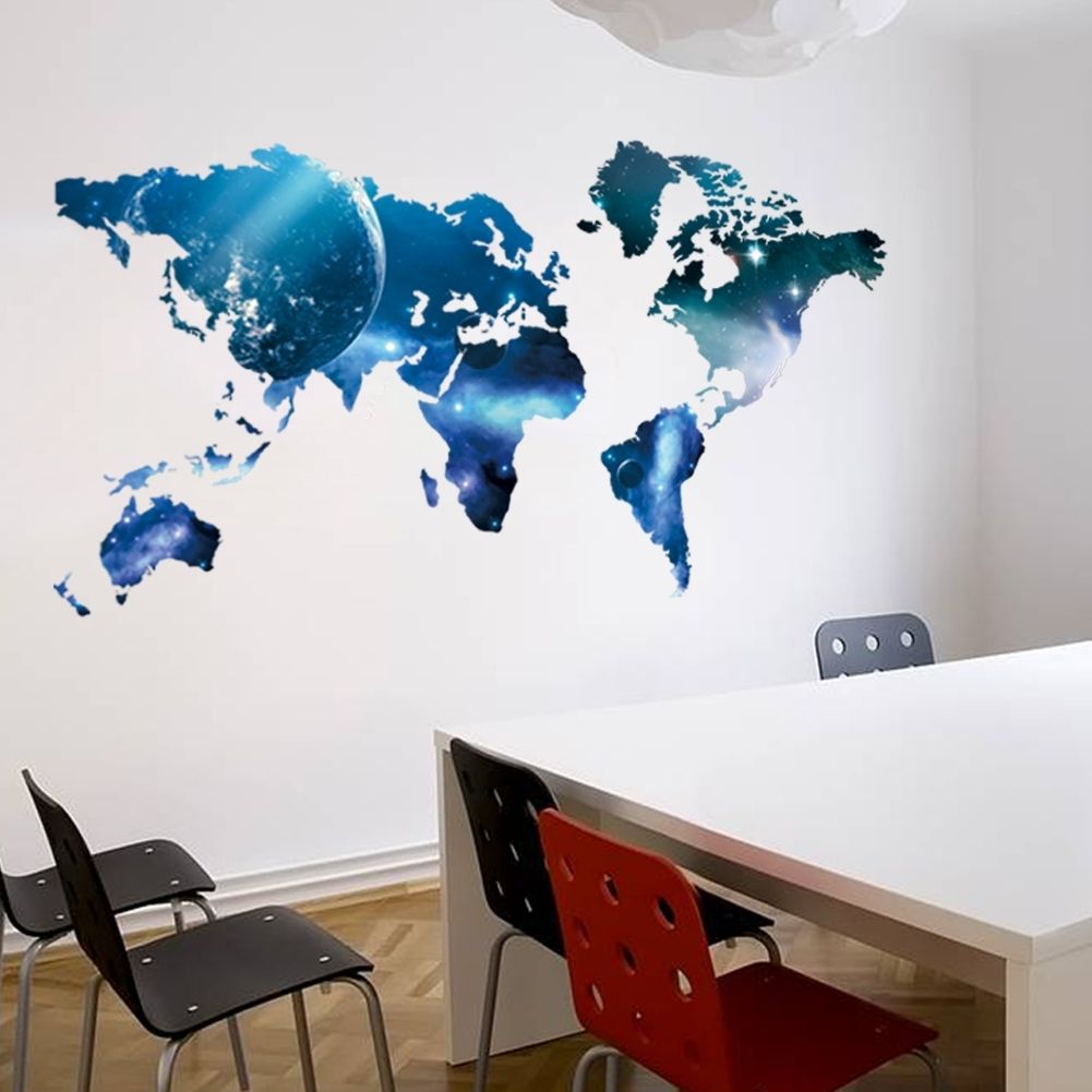 Trendy New Arrival Big Global Planet World Map Wall Sticker Wall Art Decal In Wall Art Stickers World Map (View 1 of 20)