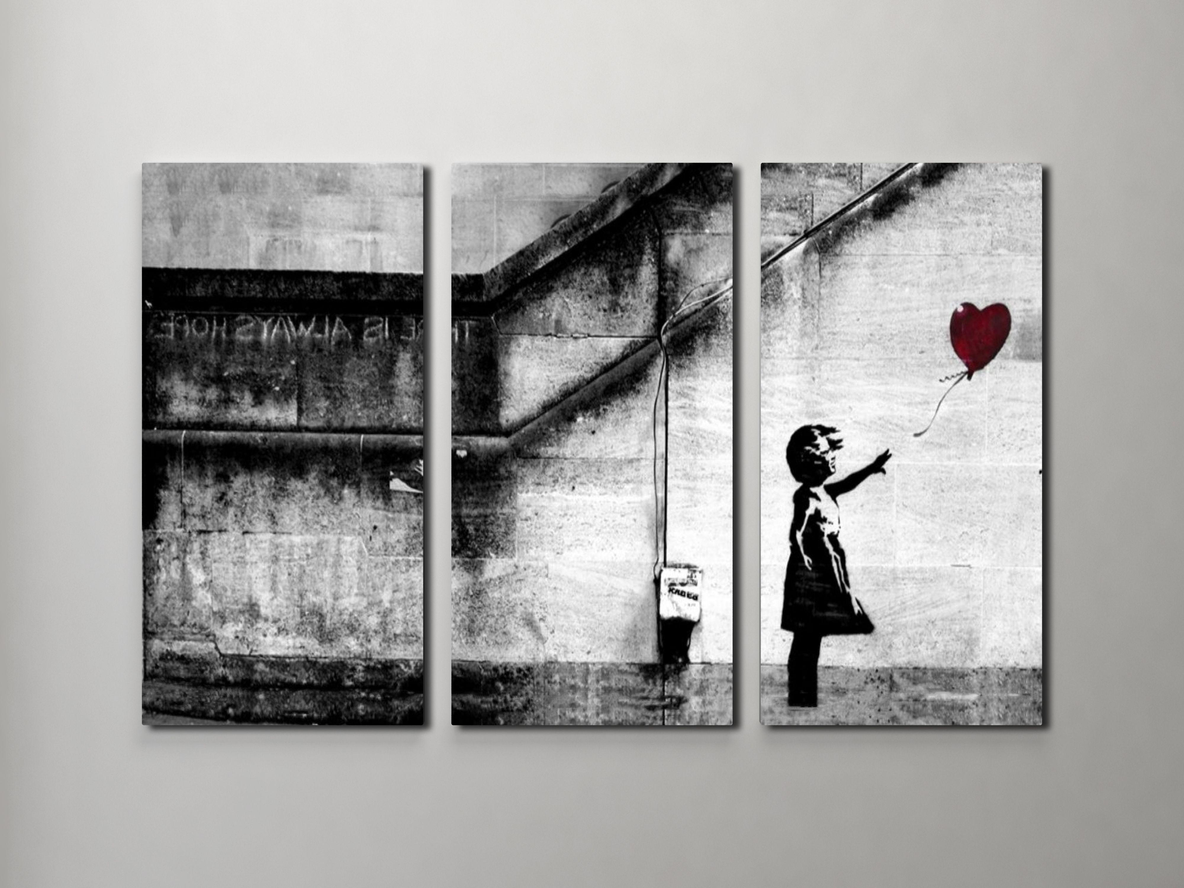 Triptych Wall Art Intended For Preferred Banksy Girl With Balloon Triptych Canvas Wall Art (View 4 of 20)