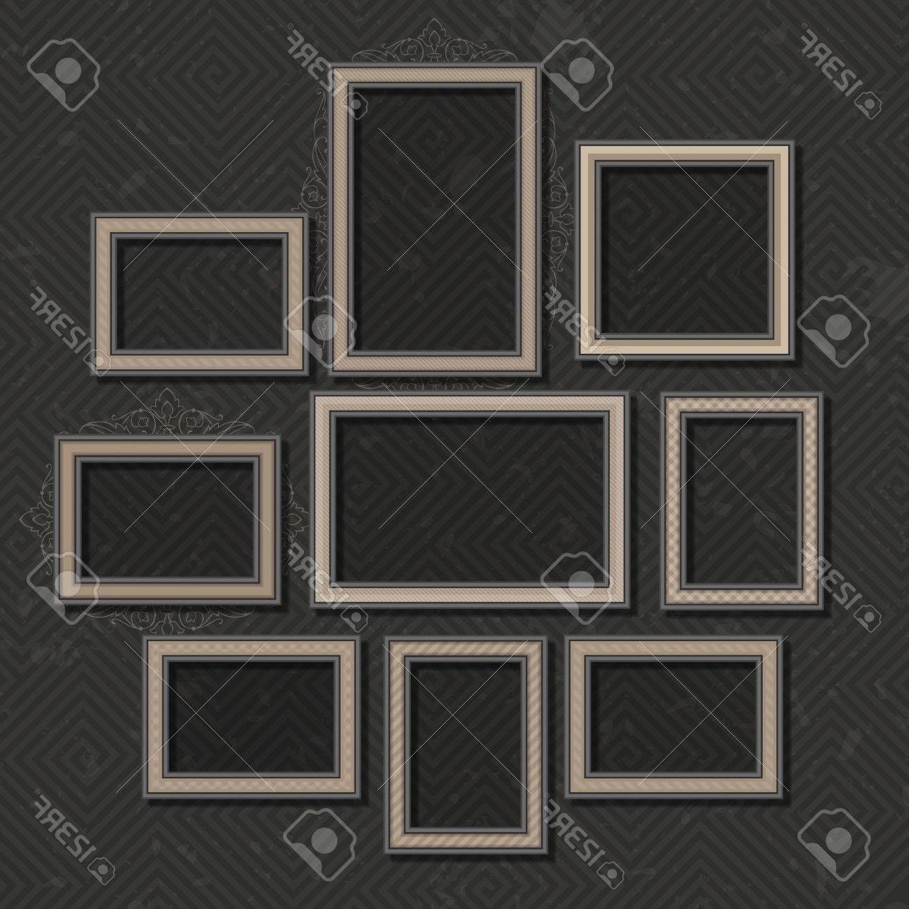 Vintage Wall Art Intended For Fashionable Picture Frame Vector.photo Art Gallery On Vintage Wall. Set Of (Photo 13 of 15)