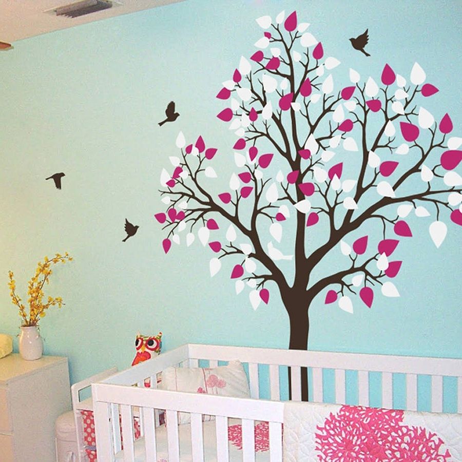Wall Tree Art For 2018 Single Tree With Birds Flying Wall Stickerwall Art (View 10 of 20)