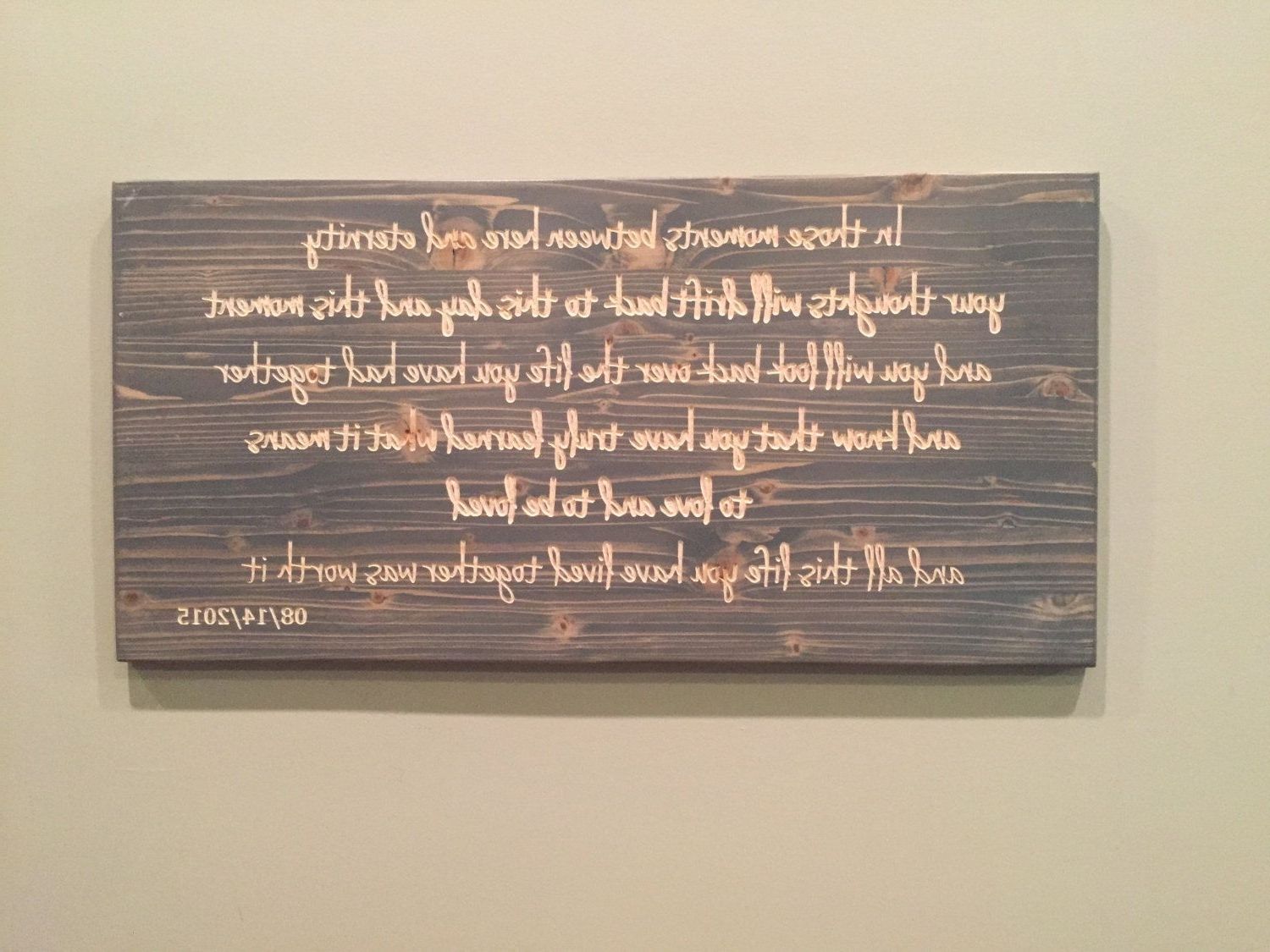 Wedding Vows, Carved Wood, Custom Quote Sign, Carved Wood Wall Art Inside Preferred Wood Wall Art Quotes (Photo 1 of 20)